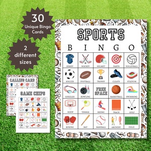 Sportbingokaarten, afdrukbare game voor een atleetfeest voor kinderen, tieners en volwassenen