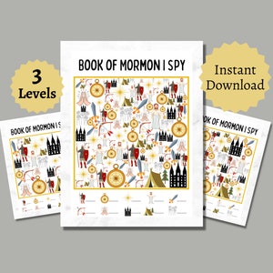 Book of Mormon I Spy Game, Printable LDS Activity for Kids, Latter-Day Saints Search and Find Pages With Answer Key