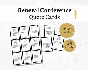 LDS General Conference Quote Cards, Printable Latter-day Saint Quotes, General Conference Trivia Game for Youth, Teens, and Adults