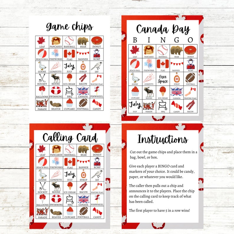 Canada Day Bingo Printable Canada Day Game Canada Day Games Etsy