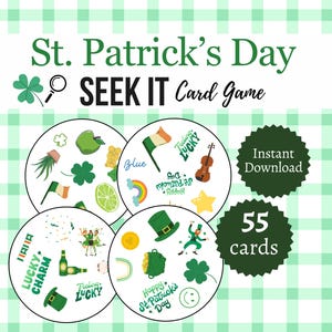 St. Patrick's Day Seek It-kaartspel, afdrukbaar St. Patrick's Party-spel voor kinderen, tieners en volwassenen, March I Spy Matching-activiteit
