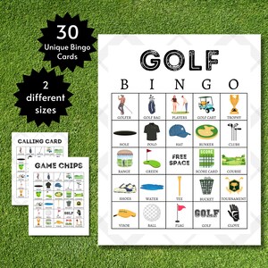 Schede del bingo del golf, gioco di golf stampabile per bambini, adolescenti e adulti