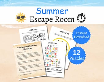 Summer Escape Room, Printable Summer Game for Kids
