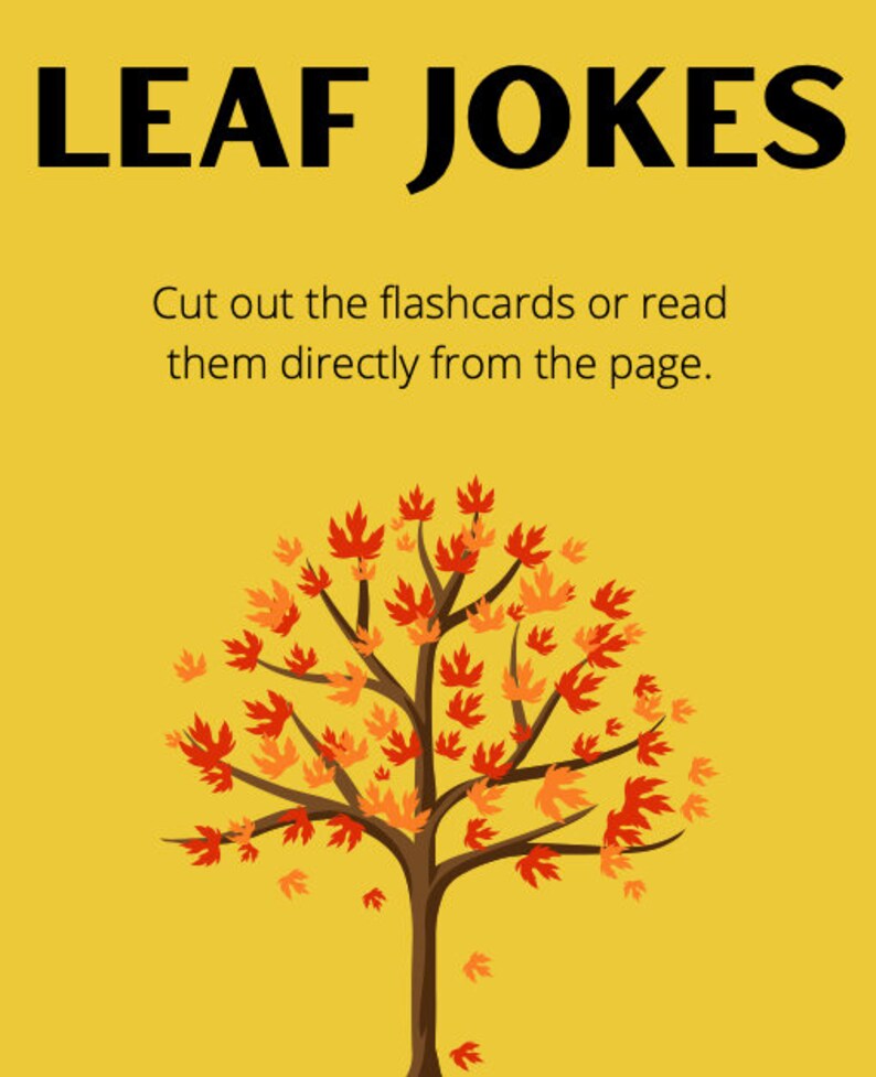 Leaf Jokes, Printable Lear Joke Cards, Fall Activities for Kids Etsy