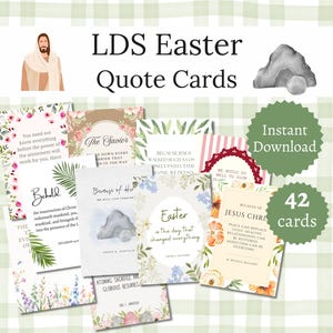 LDS Easter Quote Cards, Printable Latter-day Saint He is Risen Handouts, Relief Society and Young Women Gift Ideas