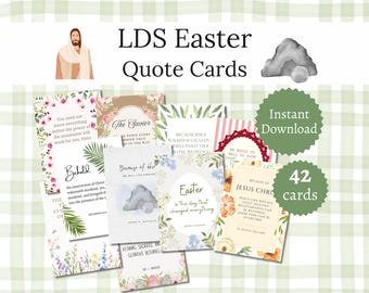 LDS Easter Quote Cards, Printable Latter-day Saint He is Risen Handouts, Relief Society and Young Women Gift Ideas