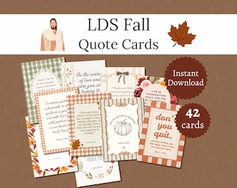 Herbstliche Zitatkarten der Mormonen, druckbare Thanksgiving-Handouts der Heiligen der Letzten Tage, Geschenkideen für die Frauenhilfsvereinigung und Junge Damen