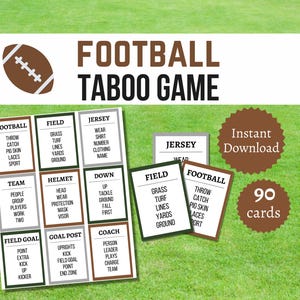 Juego de cartas tabú de fútbol, juego de fútbol americano imprimible para fiestas, para niños, adolescentes y adultos, actividad de palabras prohibidas