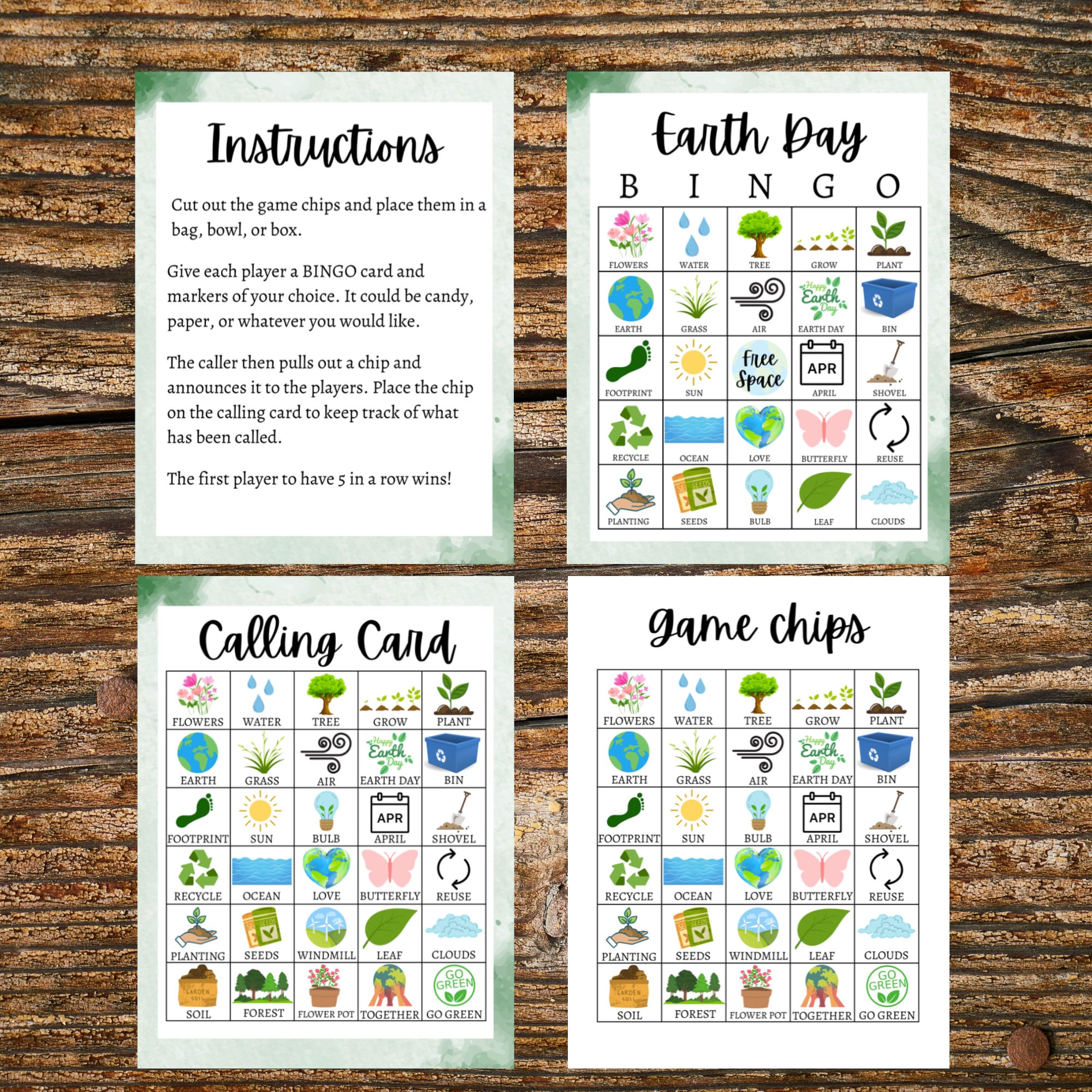 Earth Day Bingo Cards, Printable Earth Day Party Game for Groups, Fun ...