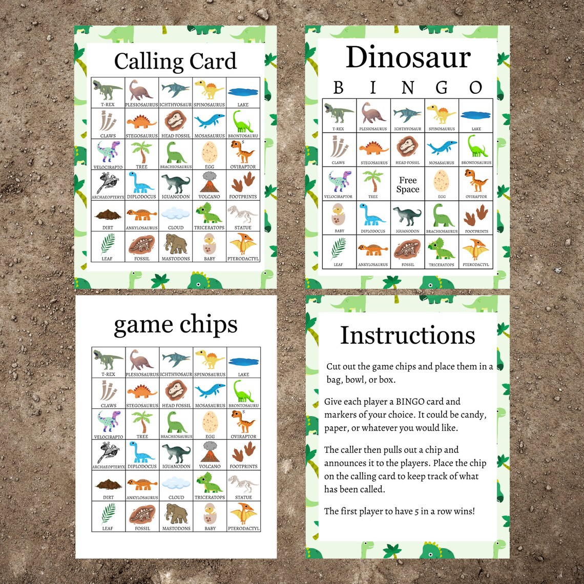Dinosaur Bingo, Dinosaur Party Games, Printable Dinosaur Game, Dinosaur ...