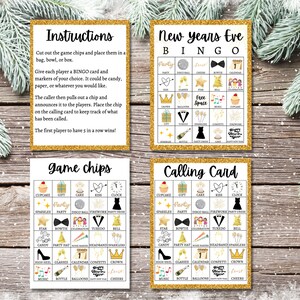 Happy New Year Bingo Game Set - 24 Player Cards For Kids & Adults, New Years Eve Party Supplies With Call Cards & Markers