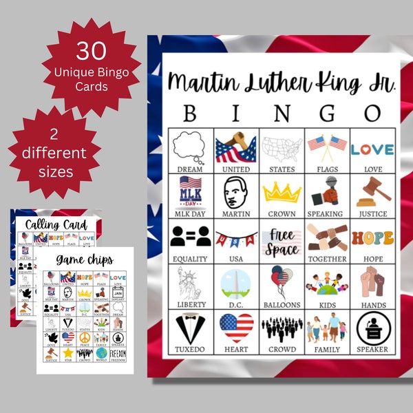 Martin Luther King Jr. Bingo, Martin Luther King Activity, Martin Luther King Jr. Day Game, MLK Bingo