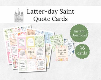 LDS Quote Cards, Mini Latter-day Saint Handouts for Relief Society, Young Women, and Missionaries