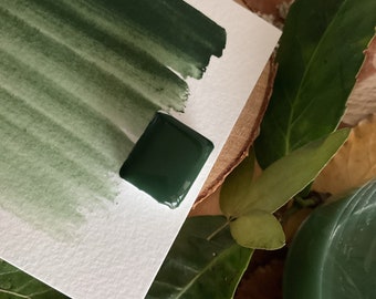 Demi-godet aquarelle artisanale Vert Debuis au pigment 100% naturel