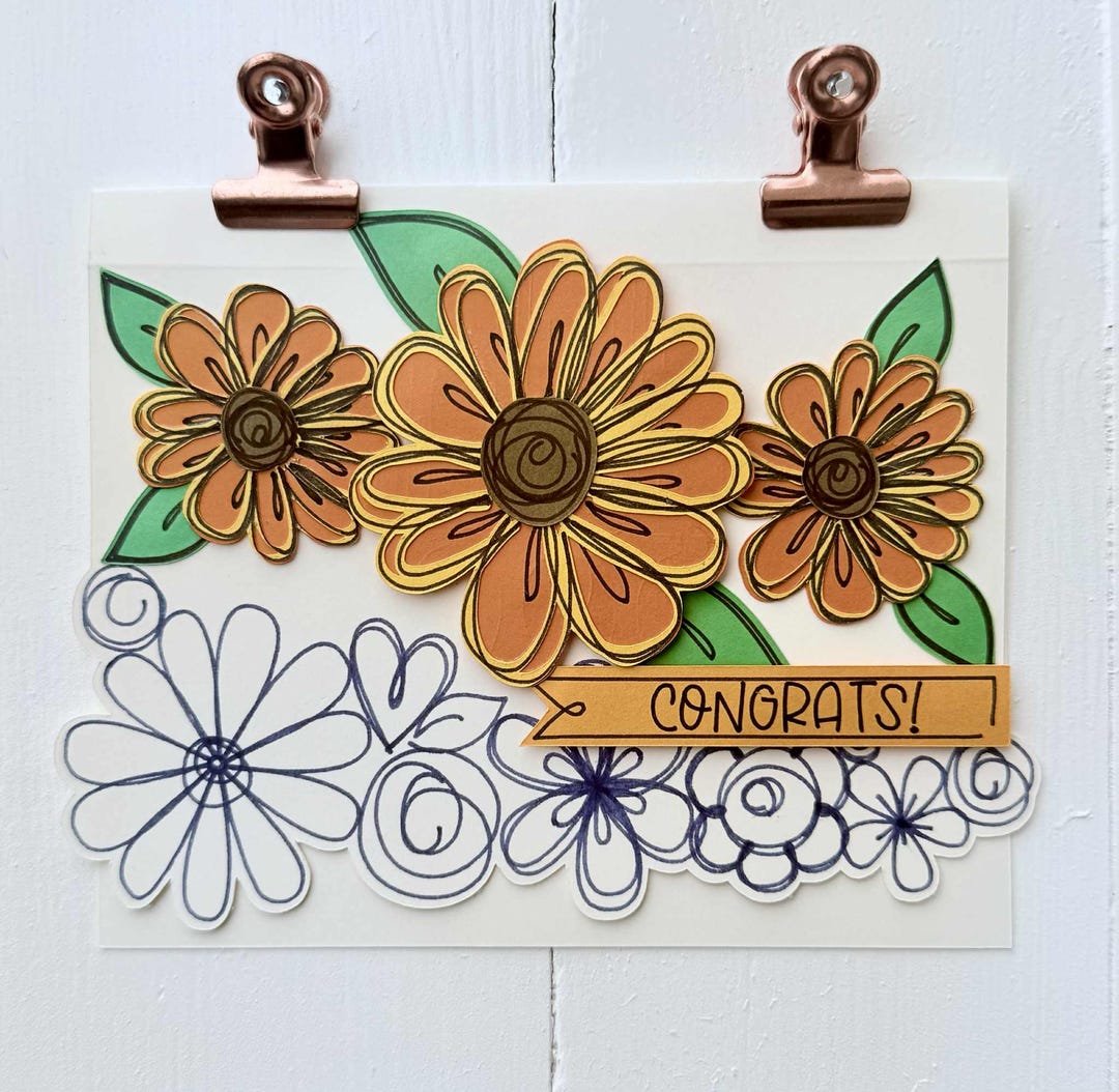 Sunflower Congrats Card - Etsy