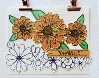 Sunflower Congrats Card | Congratulations Greeting Card | Floral ...