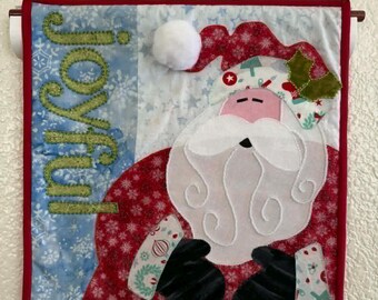 Tapiz de pared mini de invierno (diciembre), con apliques de Papá Noel hechos a mano, 35,5 x 35,5 cm.