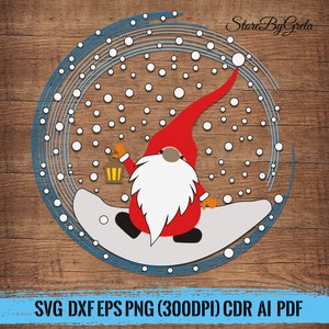 Christmas Gnome Graphics SVG Dxf EPS Png Cdr Ai Pdf Vector Art Clipart instant download Digital Cut Print File Cricut vinyl