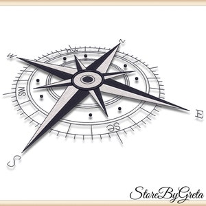 Compass Machine Embroidery Design nautical designs sailing machine digital instant download pattern hoop file