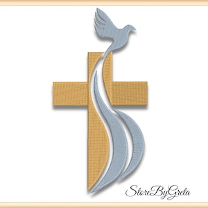 Embroidery pe design dove cross church logo pes pattern