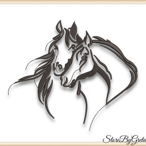 Paarden borduurwerk pe ontwerppatroon pes instant digitale download