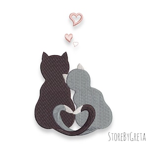 Embroidery machine pe design cats love heart pes instant digital download