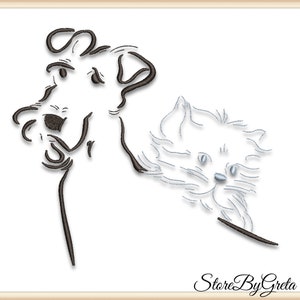 Embroidery pe design dog kitty cat pes machine pes instant digital download