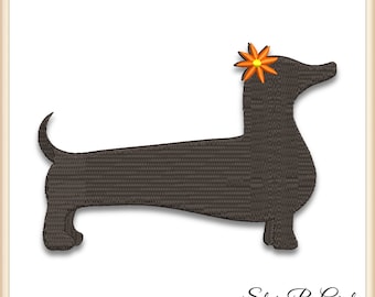 Disegno di ricamo per cane bassotto, download digitale istantaneo