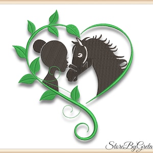 Horse embroidery machine pe designs girl pes file animal digital pes instant download pattern hoop