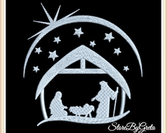 Christmas nativity embroidery machine pe designs pes instant digital design
