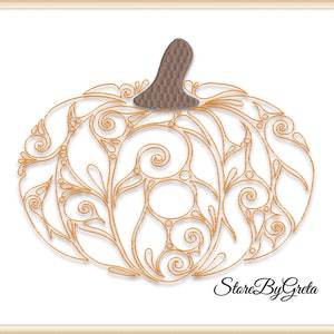 Pumpkin embroidery machine pe design outline thankful pes insant digital download pattern
