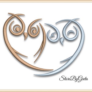 Owls embroidery machine pe design pes instant digital download love pattern
