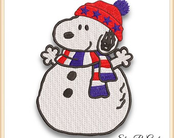 Peanuts dog embroidery pe design snowman christmas pes instant digital download