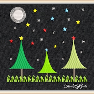 Christmas trees embroidery machine pe designs pes instant digital download