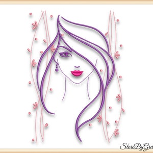Elegance women embroidery pe design girl pes pattern instant digital download