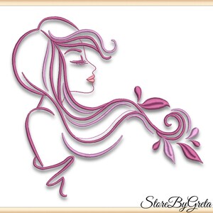 Embroidery machine pe designs girl beauty woman pes instant digital download
