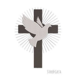 Embroidery pe design dove cross religion church logo pes pattern