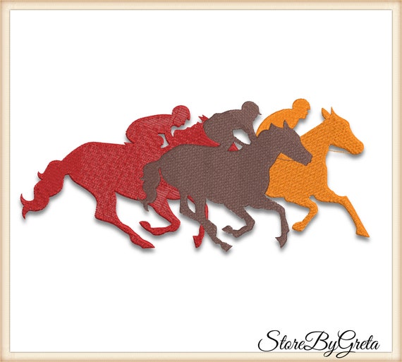Horse racing embroidery machine pe designs pes instant digital download