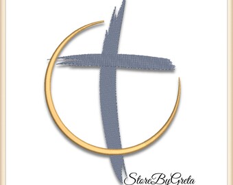 Embroidery machine pe design christian cross pes church logo