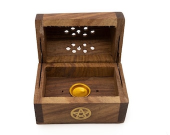 Small Incense Cone Burner with Brass Pentacle