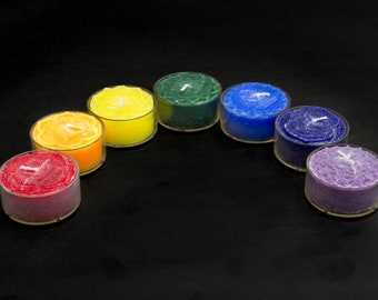 Set Of 7 Chakra Tea Light Candles - Scented