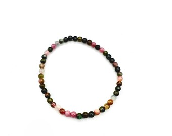 Watermelon Tourmaline Bead Bracelet 4mm
