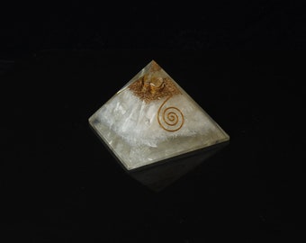 Selenite With Copper Quartz Orgone Pyramid
