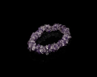 Amethyst & Clear Quartz Chunky Chip Bracelet