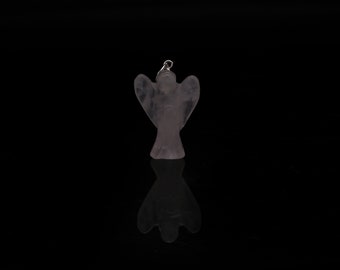 Rose Quartz Crystal Carved Angel Pendant