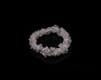 Rose Quartz and clear quartz chunky bracelet