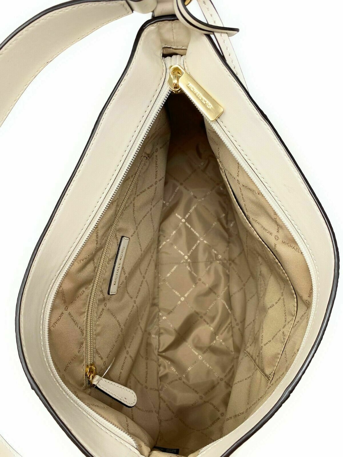 Michael Kors Brooke Large Hobo Shoulder Bag Ivory Leather Etsy