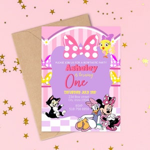 Minnie Mouse Birthday Invitation Template: Bowtique Party (Digital Download)