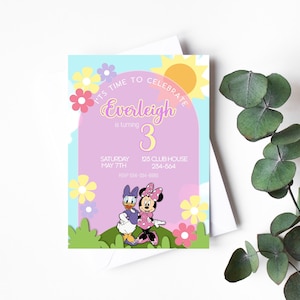 Minnie and Daisy Birthday Invitation Template (Digital Download)