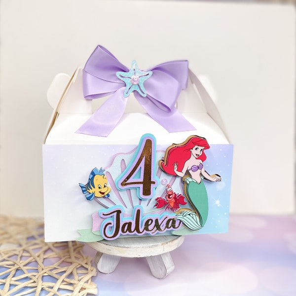 Little mermaid Favor box | Treat boxes | Party gift box | Ariel Favors | Mermaid theme birthday | Birthday favors | Little mermaid favors